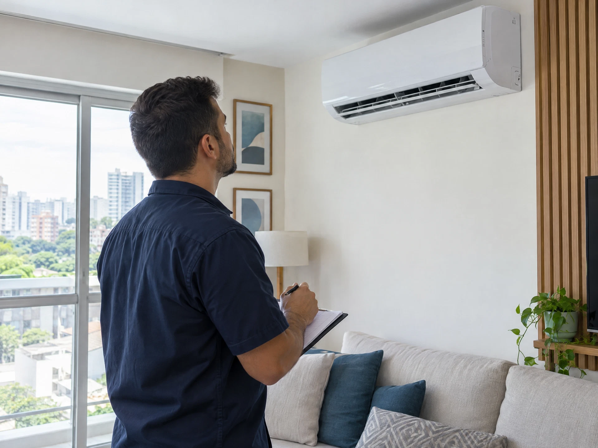 Exemplo ilustrativo de avaliação de instalação de ar-condicionado em uma sala residencial